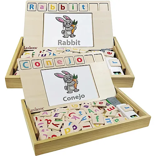 Lexibook Bio Toys  Wortschule zweisprachig: Englisch - Spansisch - Holzspielzeug