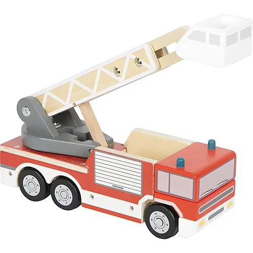 Feuerwehrauto aus Holz mit drehbarer Leiter