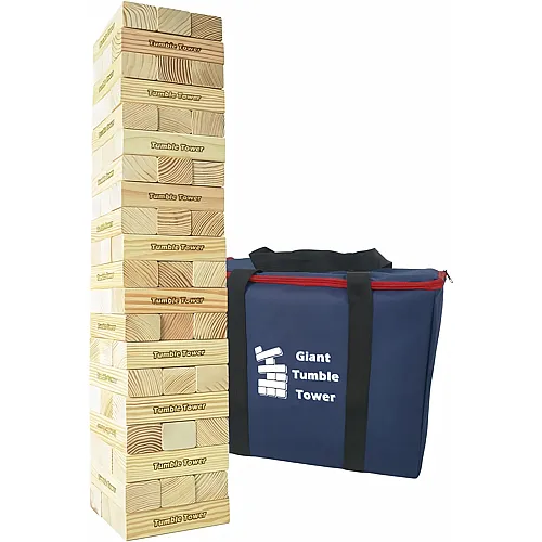 Jac & Mok JacMok Grosser Wackelturm Spiel Holz Turmspiel aus Kiefer- Stapelturm 60 Bausteine mit Tragetasche - Giant Tumble Tower Pine Wooden Outdoor Games