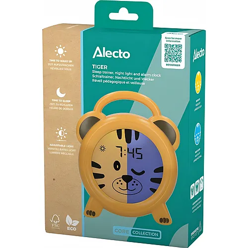 Alecto Schlaftrainer Tiger mit Nachtlicht & Wecker