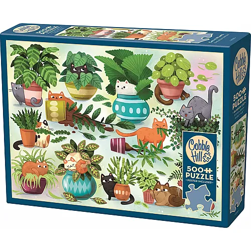 Cobble Hill Puzzle Katzen gegen Pflanzen (500Teile)