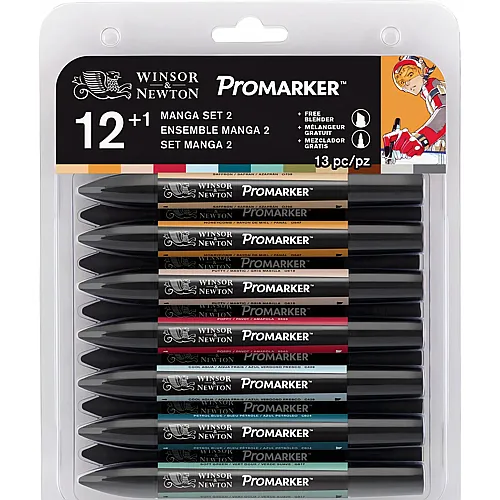 Winsor & Newton W&n Promarker 12+1 Set Manga Extension Pack 2