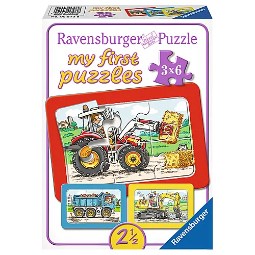 Ravensburger Puzzle Bagger, Traktor und Kipplader (3x6)