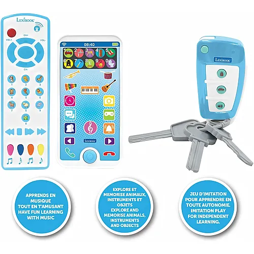 Lexibook Lern- und Musikbox mit Telefon, Fernbedienung und Schl�sselanh�nger, Imitationsspiel f�r Kleinkinder, Tiere