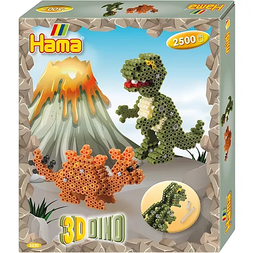 Hama Midi Bgelperlenset 3D Dino (2500Teile)