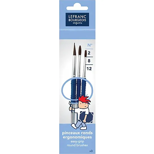Lefranc Bourgeois Lfb Schulpinsel Set 3 Ergonomische Ponyhaar Pinsel 2-8-12