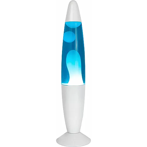Fisura Lavalampe Weisser Sockel, Weisse Lava und blaue Fl�ssigkeit
