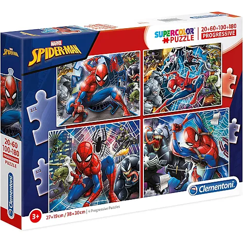 Clementoni Puzzle Supercolor 4in1 Spiderman (20-180)
