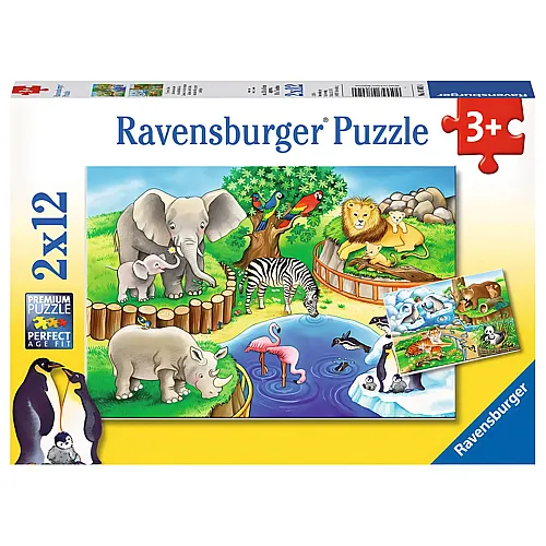 Ravensburger Puzzle Tiere im Zoo (2x12)