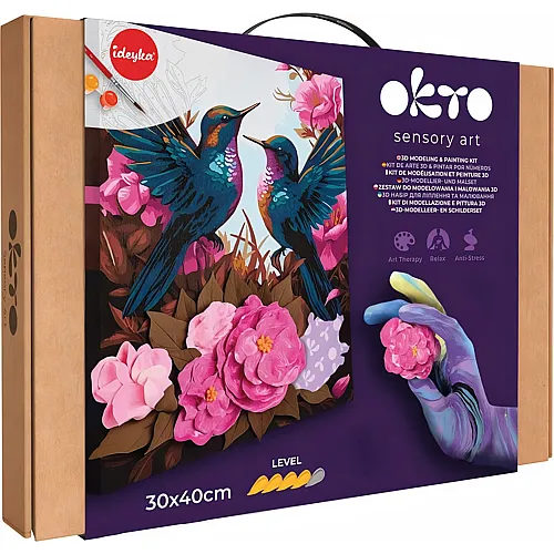 Okto Sensory Art 3D Modellier- und Malset Verliebte Kolibris auf Leinwand