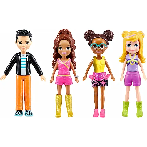Polly Pocket Sparkle Cove Adventure Modeset - 4 Puppen, 45+ Modeteile, Oberteile, Hosen, Kleider, Accessoires, f�r Kinder ab 4