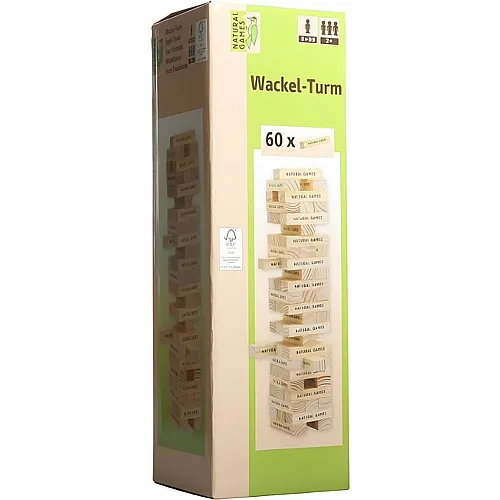 Natural Games Wackel-Turm mit 60 Spielsteine