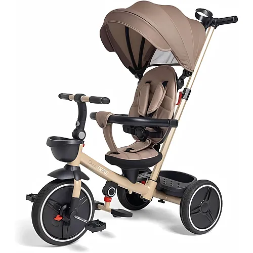 4in1 Mitwachsendes Dreirad mit Schiebestange und Dach Beige