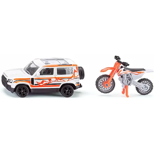 Land Rover Defender mit KTM Motorrad