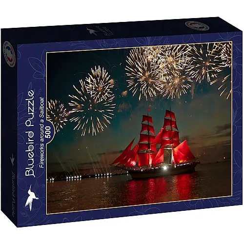 Bluebird Puzzle Fireworks around a Sailboat (500Teile)