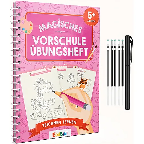 Schaefer & Ollmann Edubini Magische Vorschule �bungshefte ab 5 Jahren f�r Junge & M�dchen - [HEFTE + STIFT] - Wiederverwendbare Schreiblernhefte f�r Vorschule - Zeichnen lernen