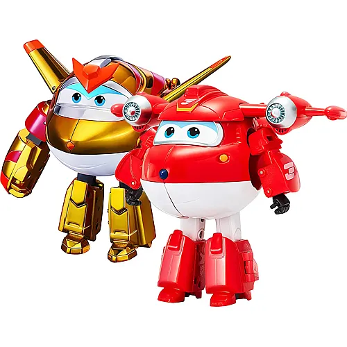 Alpha Toys Super Wings 2er Pack Transforming Characters Jett & Golden boy (12cm)