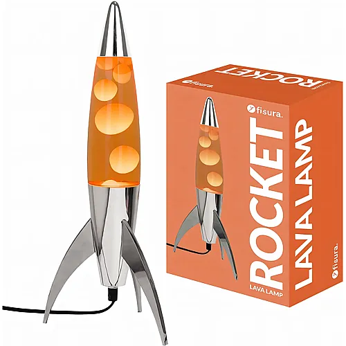 Fisura Lavalampe Rocket Chromfarbene Basis, orange Fl�ssigkeit und orange Lava