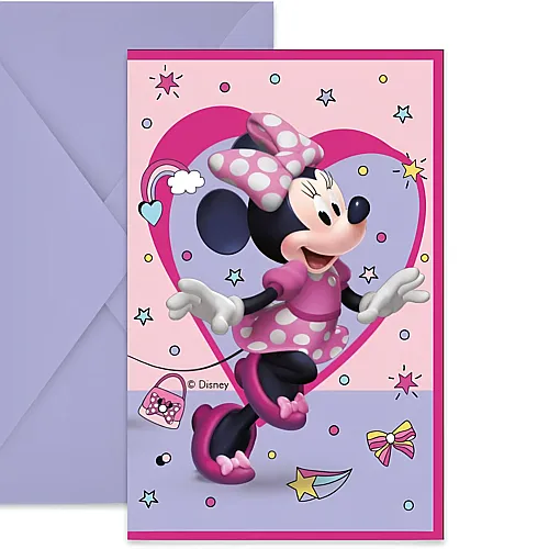 Einladungskarten Minnie Junior mit Couvert 6Teile