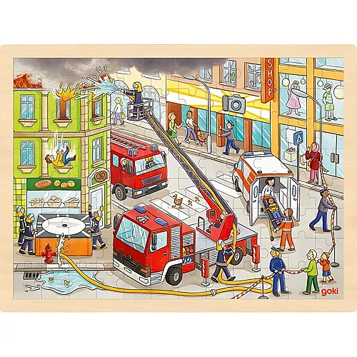 Goki Puzzle Feuerwehreinsatz - 96 Teile
