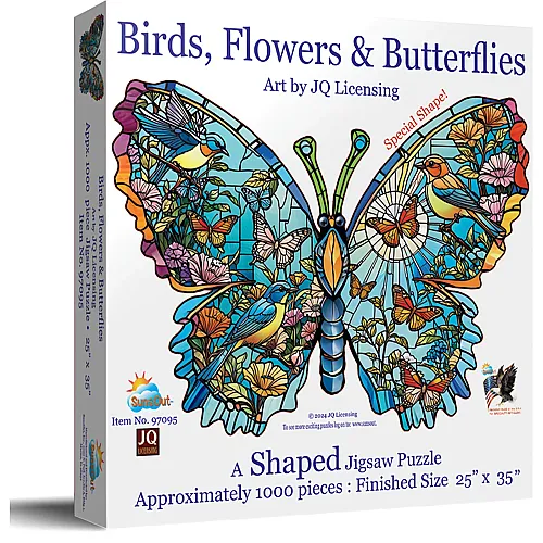 SunsOut Puzzle JQ Licensing V�gel, Blumen und Schmetterlinge - 1000 Teile