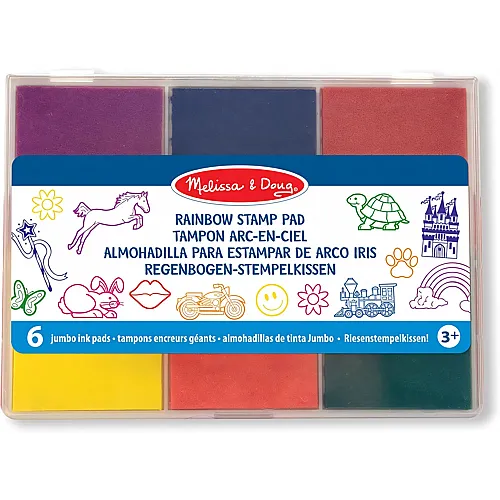 Melissa & Doug Regenbogen-Stempelkissen - auswaschbare Tinte zur Verwendung mit Holzstempel Sets, 6 Farben, zur kreativen