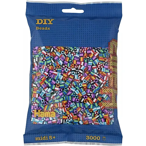 Hama Midi Sicherungsperlen-Mix Gestreift - 3000 Teile