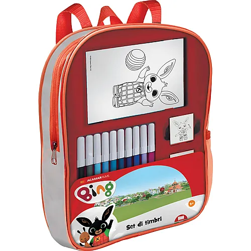 Multiprint Rucksack mit Stempeln und Filzstiften
