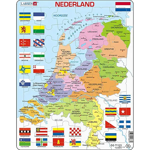 Larsen Puzzle Politieke kaart van Nederland - 48 Teile