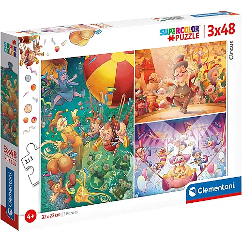 Clementoni Puzzle Supercolor 3in1 Zirkus - 48 Teile