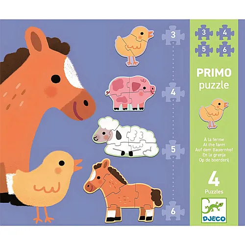 Djeco Erstes Puzzle auf dem Bauernhof 3/4/5/6 Teile