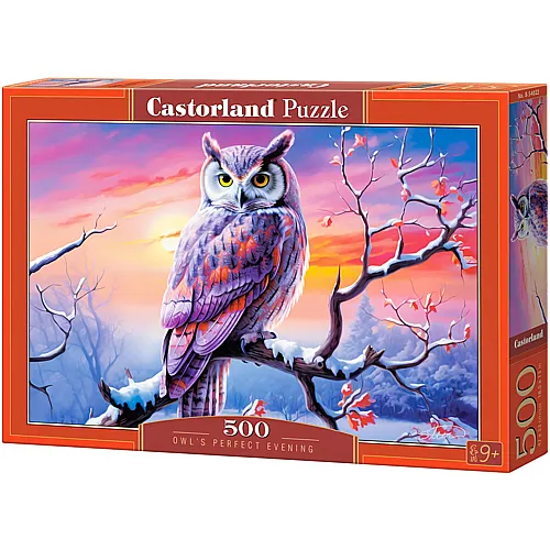 Castorland Eule auf Ast im Winter (500Teile)