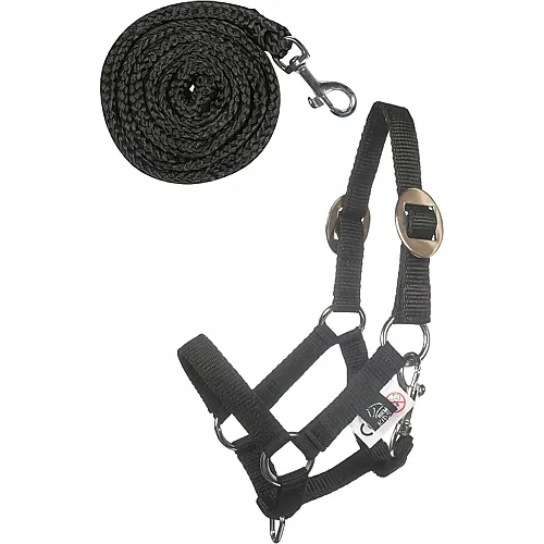 HKM Kids Hobby Horsing Basic Halfter und Strick Schwarz