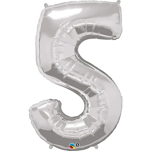 Folienballon Zahl 5 Silber - 102 cm