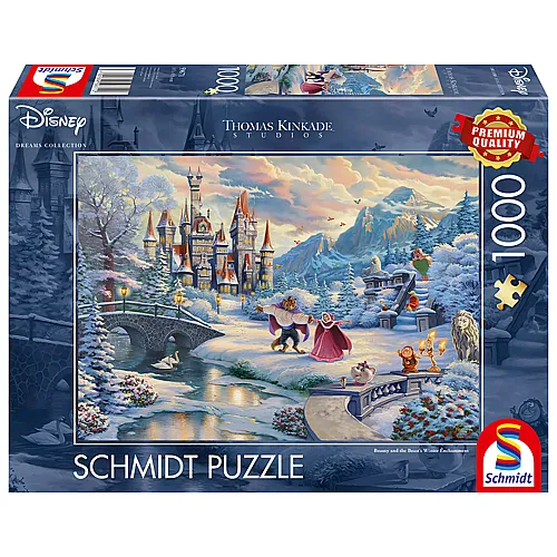 Schmidt Puzzle Thomas Kinkade Disney Princess Die Schne und das Biest Zauberhafter Winterabend (1000Teile)