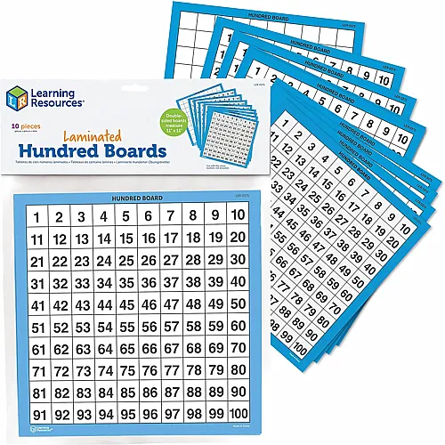 Learning Resources Abwischbare Hunderter-�bungsbretter, Alter 5+, Doppelseitige Mathe Tafeln 1�100, Set mit 10 St�ck, Wiederverwendbar