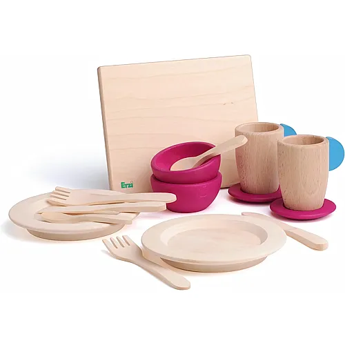 Erzi Geschirrset aus Holz, Kinderk�che, Kaufladenartikel f�r Kinder, Rollenspiele