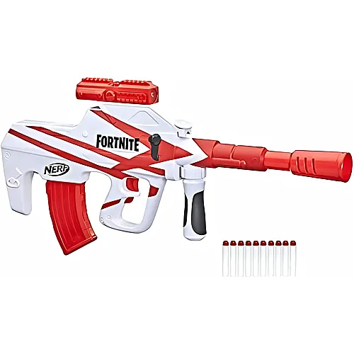 NERF Fortnite B-AR motorisierter Dart-Blaster, Fortnite Konvergenz-Lackierung, motorisierter 10-Dart Blaster, Clip-Magazin