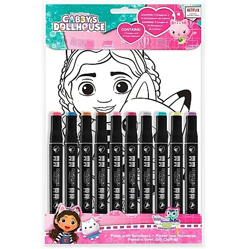 Gabby's Dollhouse Mal-Set inkl. 10 verschiedene Stifte