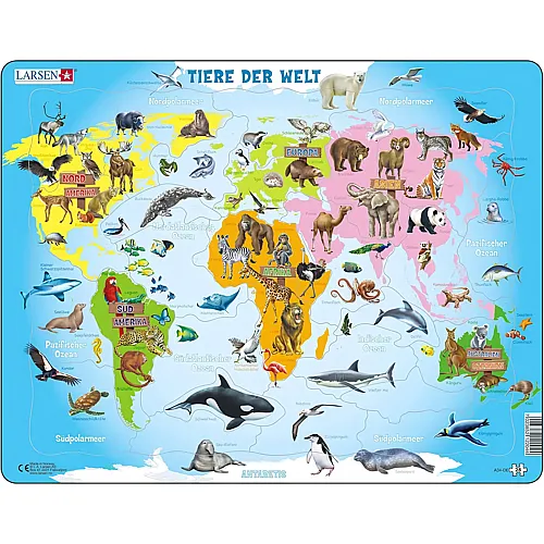 Larsen Puzzle Tiere der Welt - 28 Teile