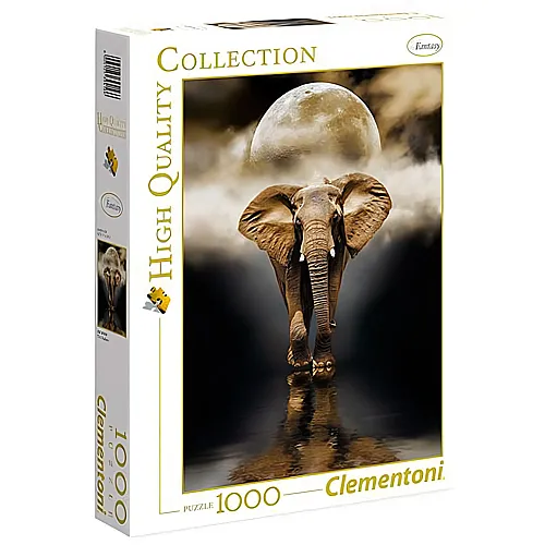 Clementoni Puzzle High Quality Collection Elefant im Mondschein (1000Teile)