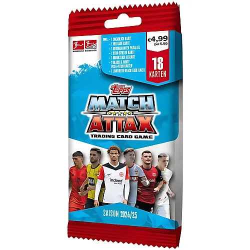 Topps Bundesliga Match Attax 2024/25 � Power-Pack mit 18 Karten inkl. Limited Edition + Heartforcards� Versandschutz �