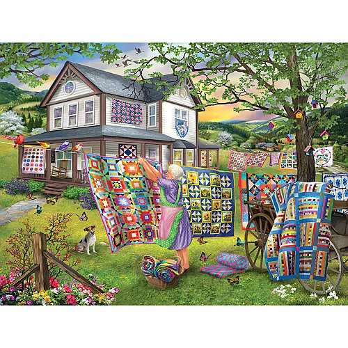SunsOut Puzzle Bigelow Illustrations Grandma's Quilts - 500 Teile