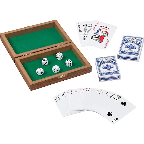 Spielkartenbox mit 5 W�rfel und 2 Kartendecks DE/FR/IT/EN