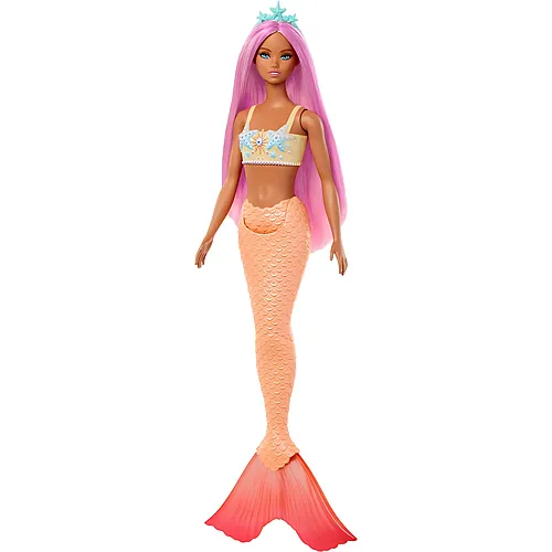 Meerjungfrau-Puppe mit fantasievollem Haar in Pink mit Haarband