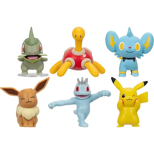 Battle Figure Multipack - 6er Pack mit Pikachu, Pottrott, Milza, Sheinux, Evoli & Machollo