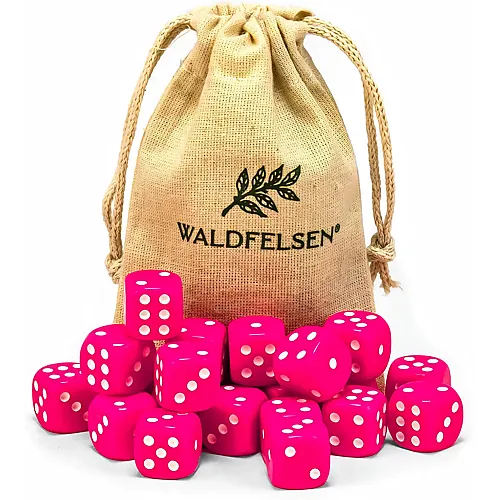 Waldfelsen 6, 12, 20, 30 oder 50 hochqualitative W�rfel Standardgr�sse 16 mm Acrylw�rfel Knobel Spielw�rfel Dice 6-seitig sechsseitig Spielzubeh�r Set mit Stoffbeutel (Pink, 20 St�ck) 20 St�ck Bonbon-rosa