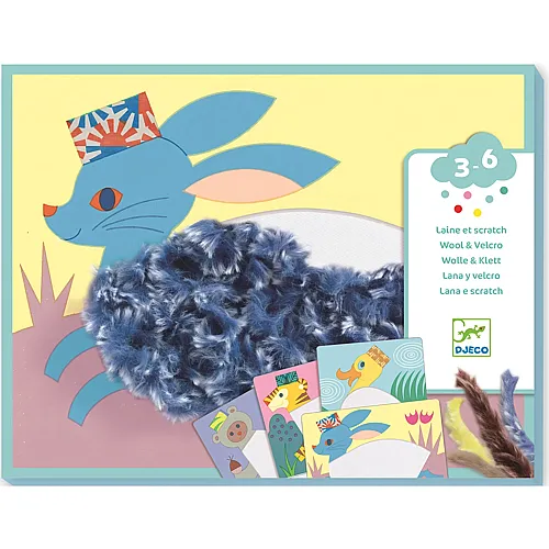Djeco Collage Wolle & Klett Tiere mit Hut