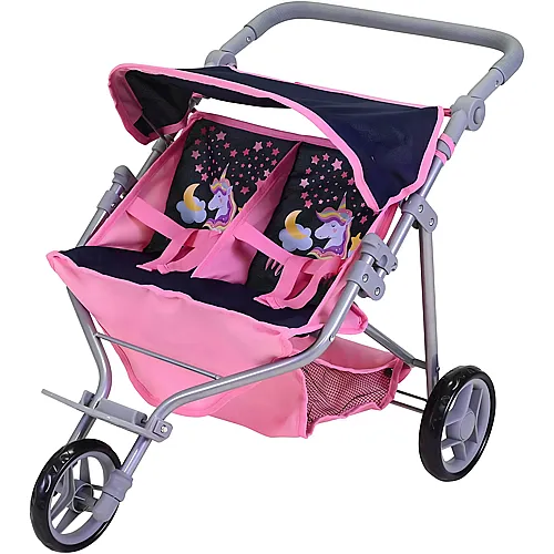 Knorrtoys Zwillingspuppenwagen Duo Magic Unicorn Dunkelblau