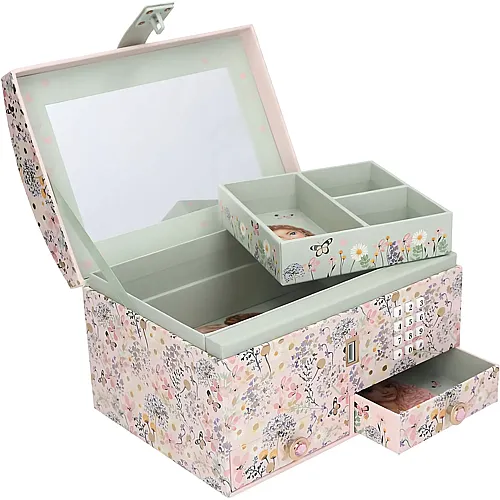 Depesche TOPModel Summer Feeling - Grosses Schmuckk�stchen in Rosa, mit Model Motiv und floralen Details, Schmuckbox mit Code